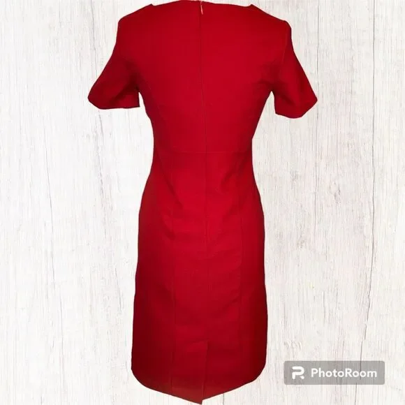 Women’s Red Chadwick’s of Boston Sheath Midi Dress Size 4 - Picture 3 of 6